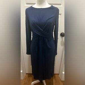 NWT. J. Jill. Wearever Draped Front Midi Dress. Navy. Size XS.